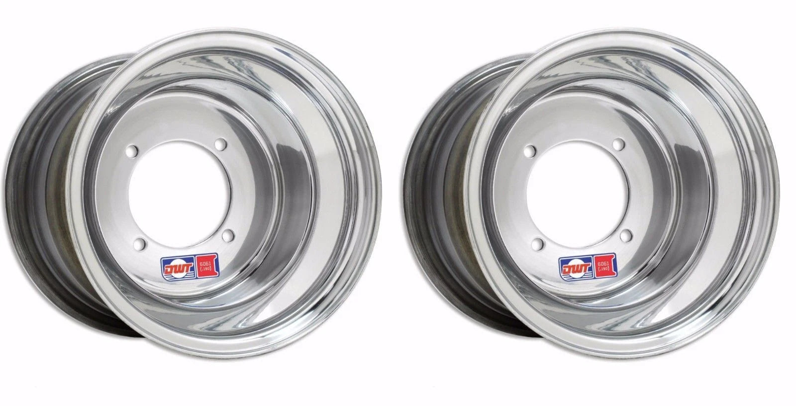 Set of 2 DWT .190 Polished Rear Wheels Rims 9x8 for Suzuki LT250 LT500 (1983–1990)