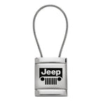 Grille on Satin-Chrome Cable Keychain - Officially Licensed for Jeep