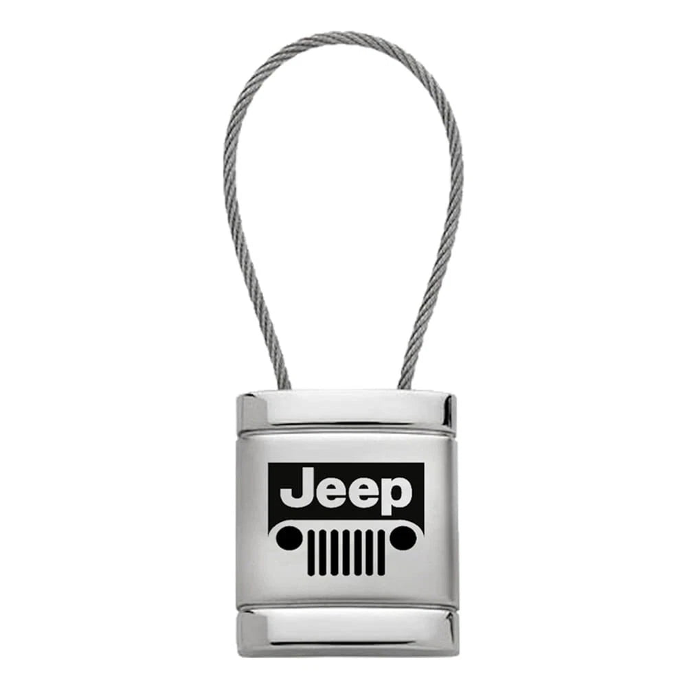 Grille on Satin-Chrome Cable Keychain - Officially Licensed for Jeep