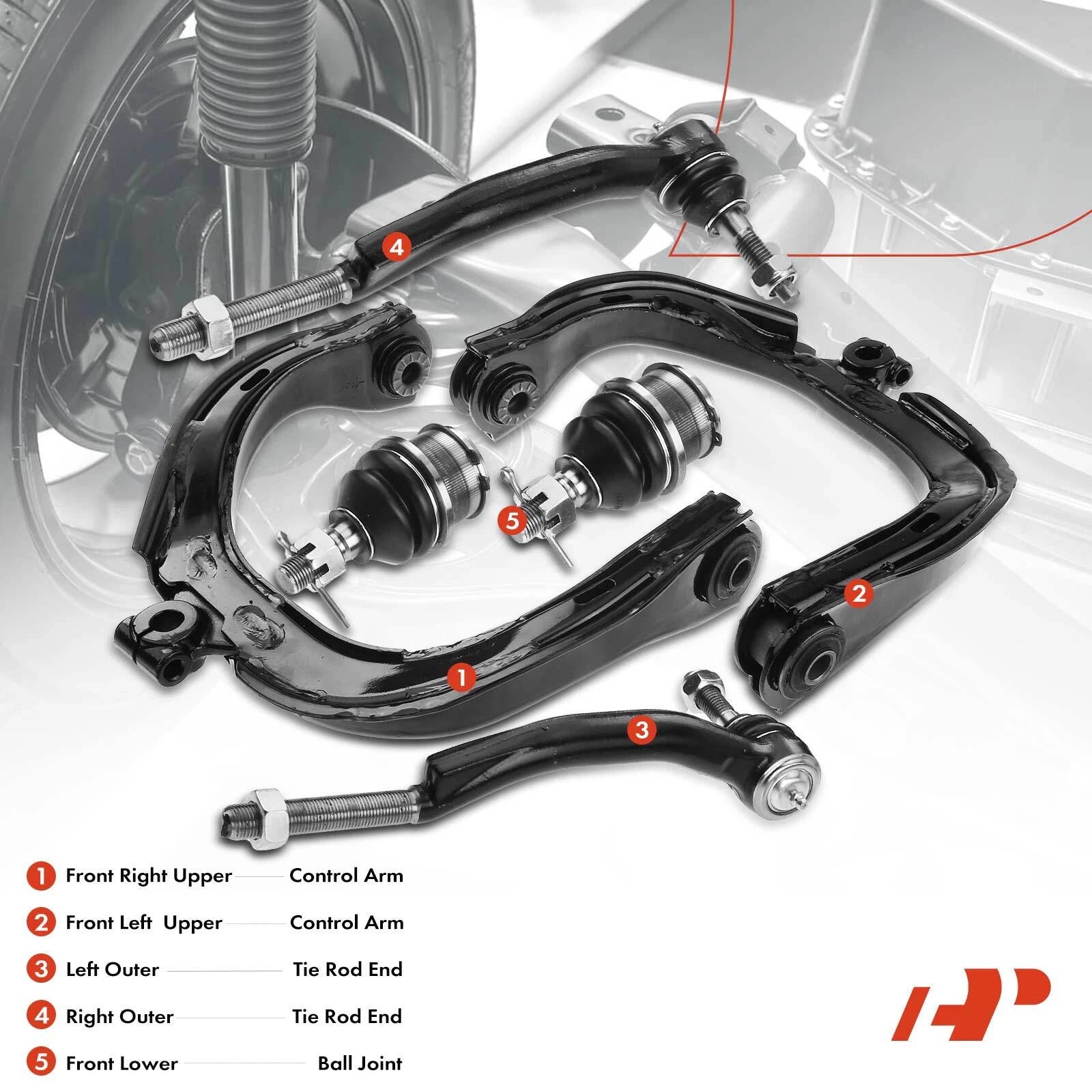 6x Front Control Arm & Tie Rod End for Chevrolet Trailblazer (2002-2009)