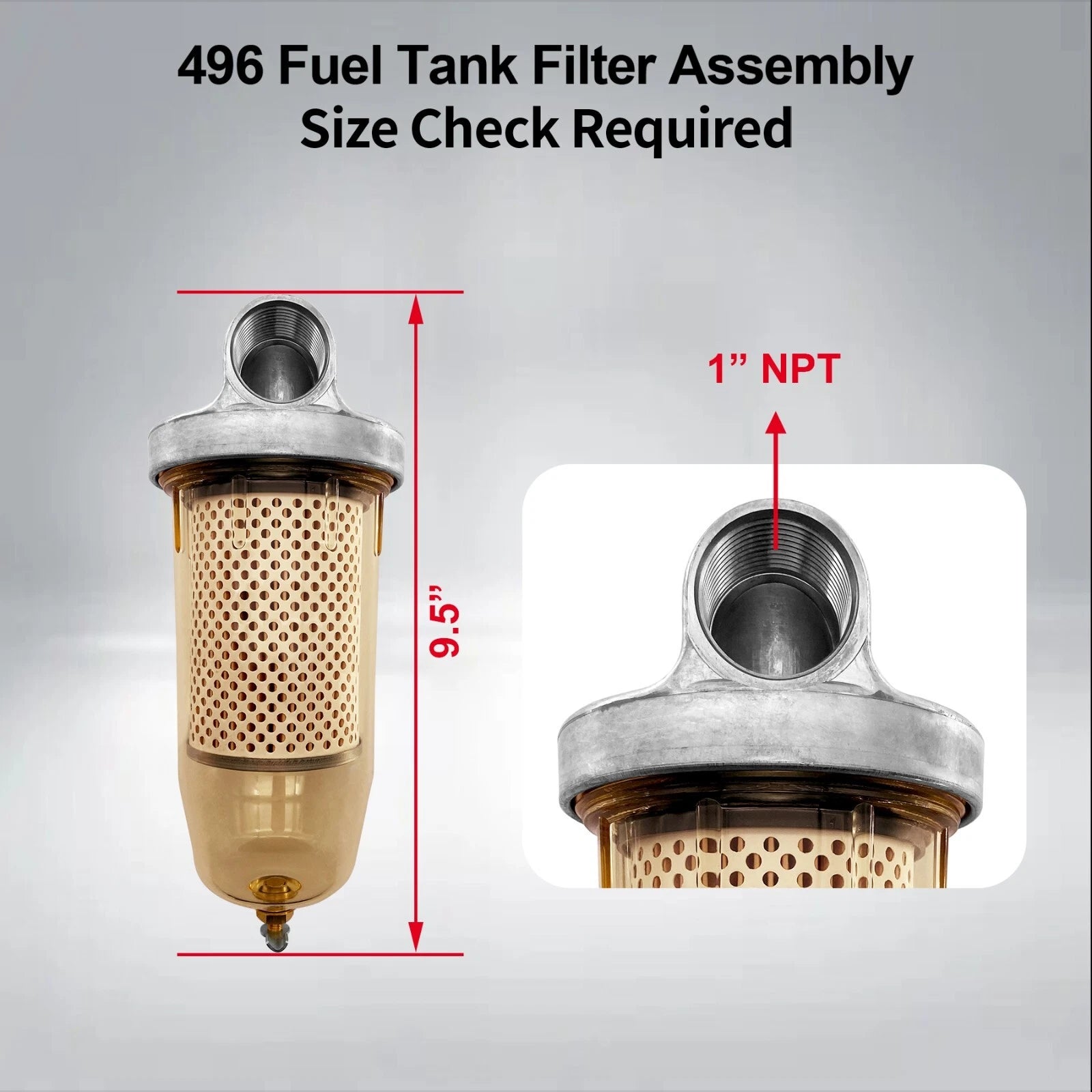 Fuel Transfer Tank Filter for Gasoline & Diesel (1" NPT Cap)