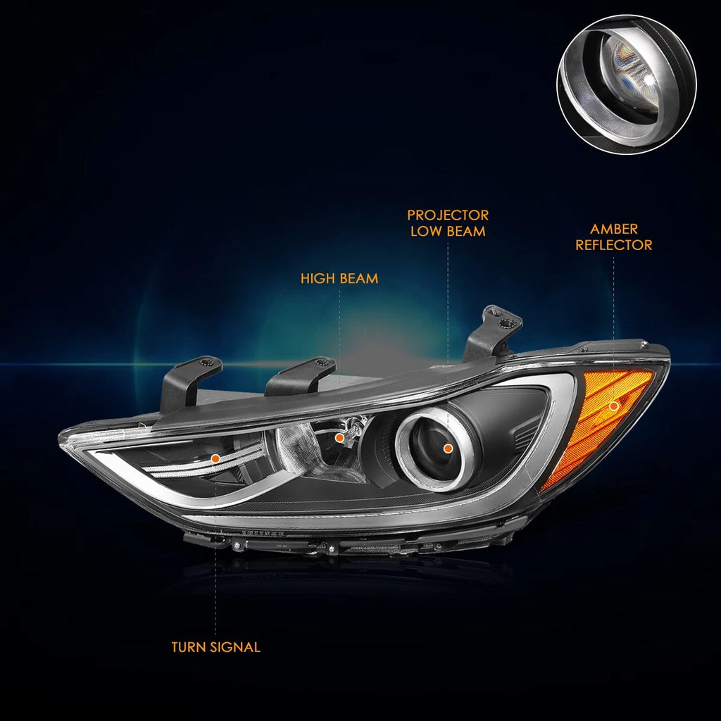 Left Driver Side Projector Headlight Lamp for Elantra Sedan (2017–2018)
