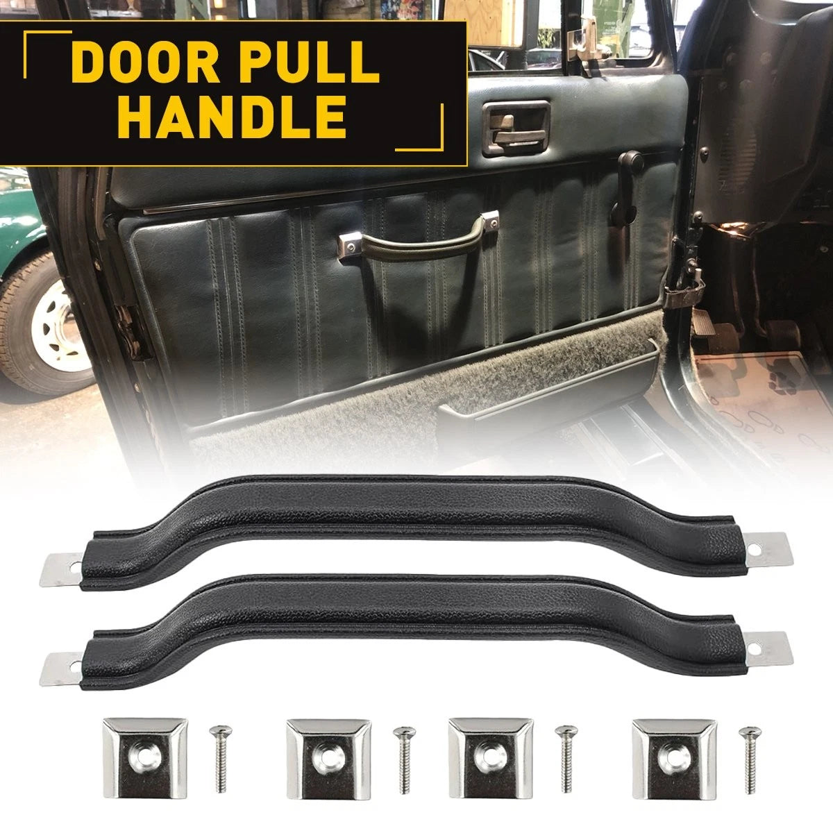 Set of 2 Black Interior Door Pull Strap Handles for Jeep Wrangler (1987–1995)
