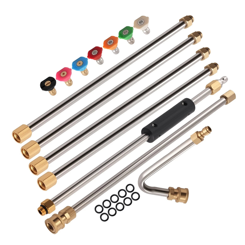 15in Pressure Washer Extension Wand for (Stainless Steel, 7 Nozzles)