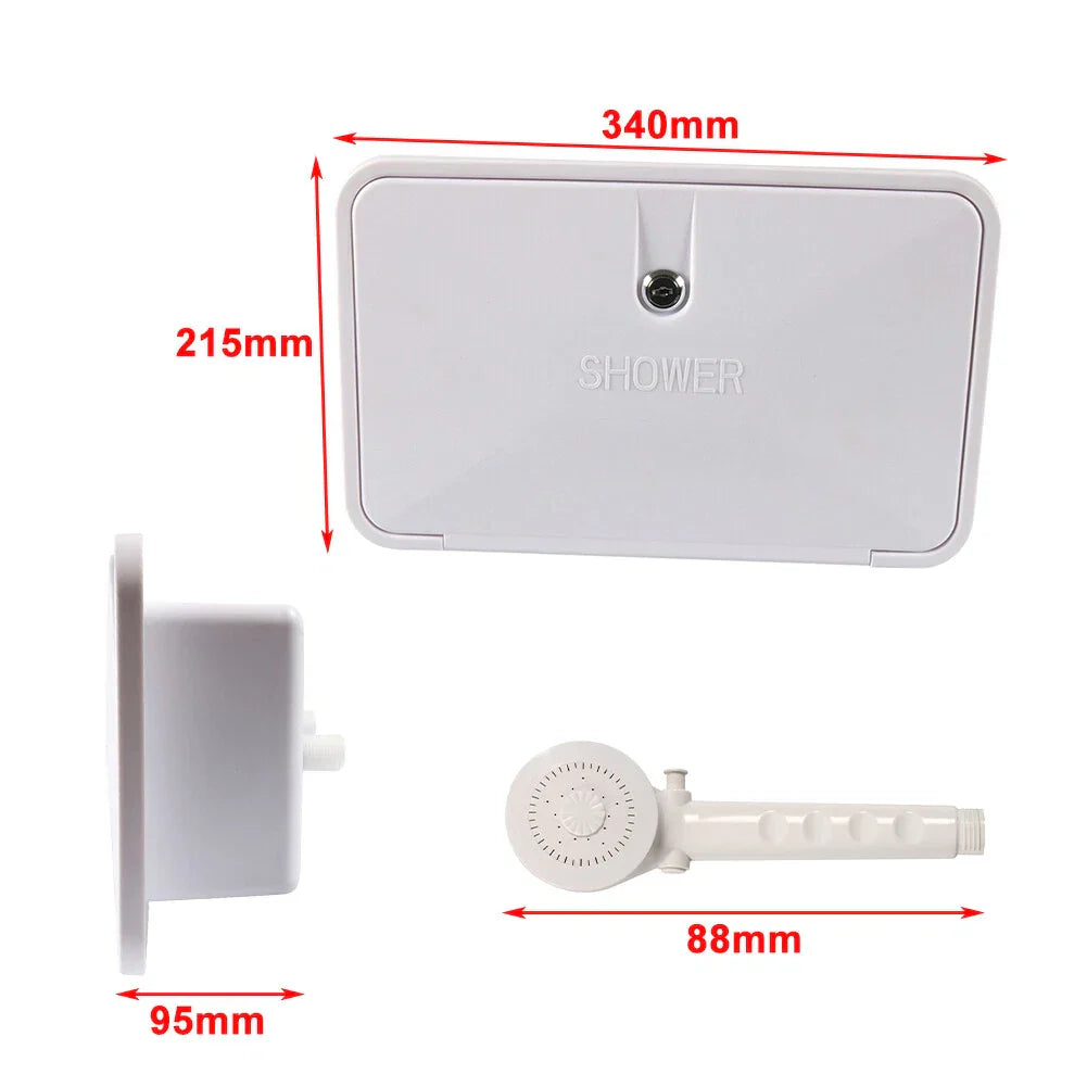 Outdoor Faucet Shower Box Kit for RV Camper Trailer White