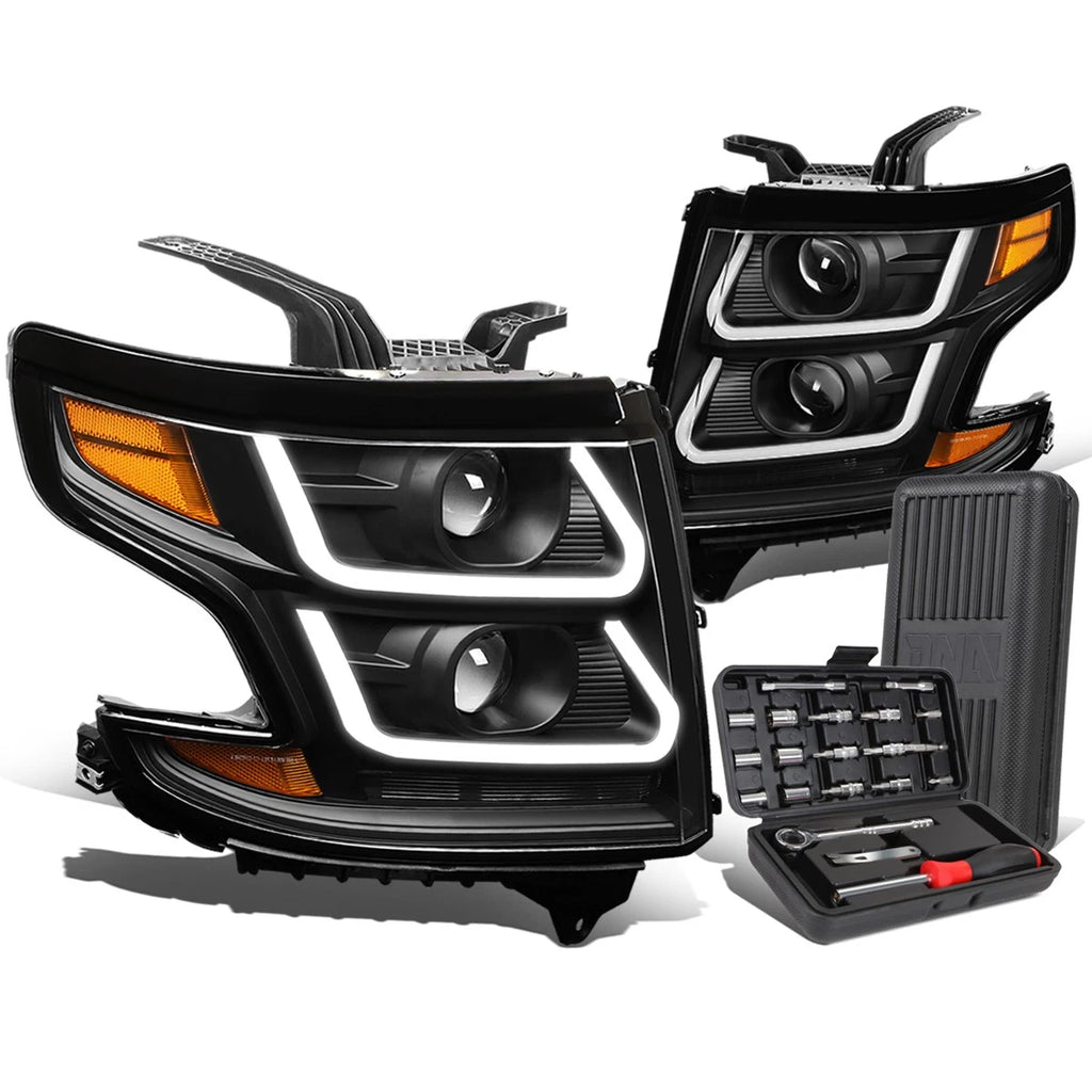 LED Black Amber Corner Projector Headlight for Suburban Tahoe (2015–2020)