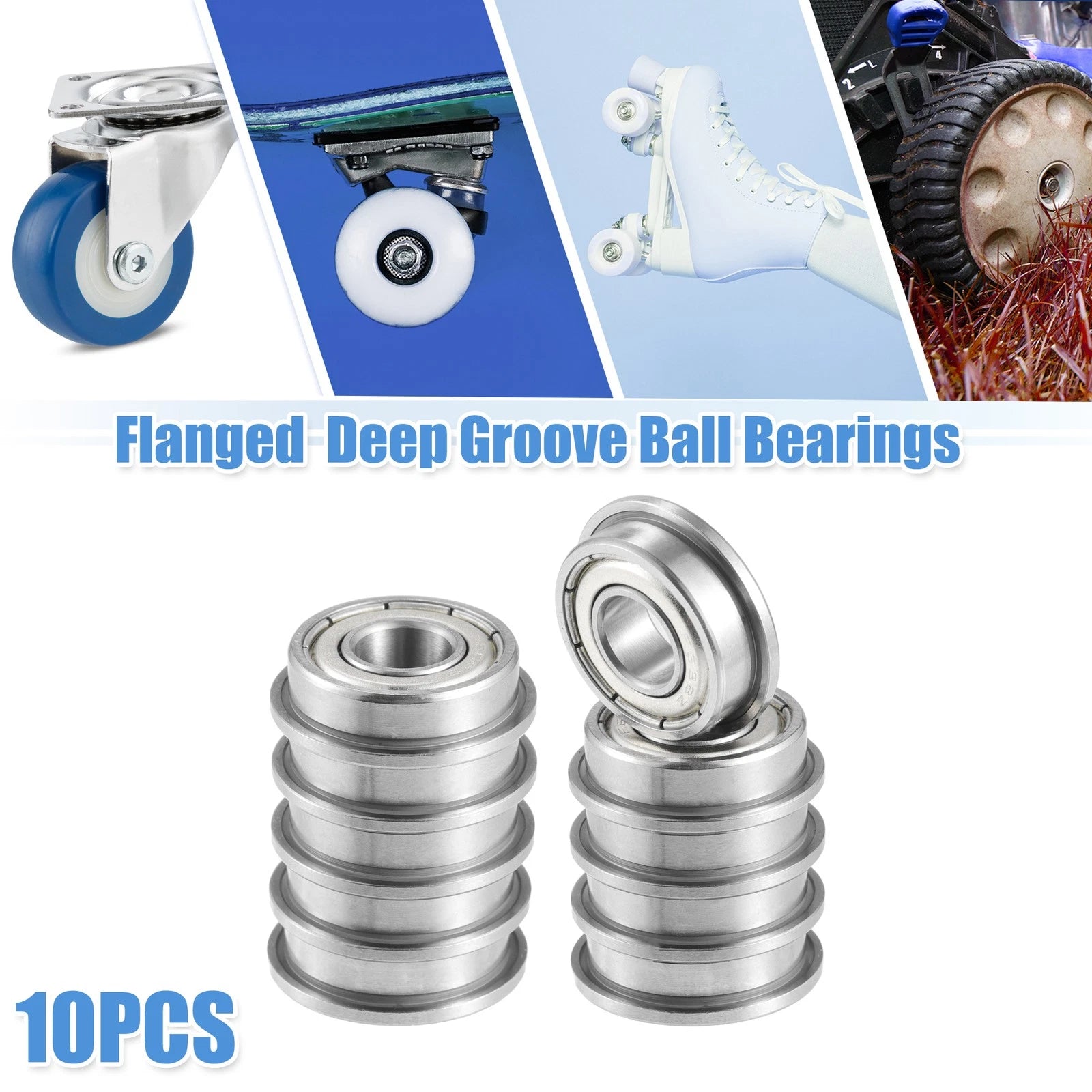 Set of 10 F698ZZ Flanged Bearings for Various Applications 