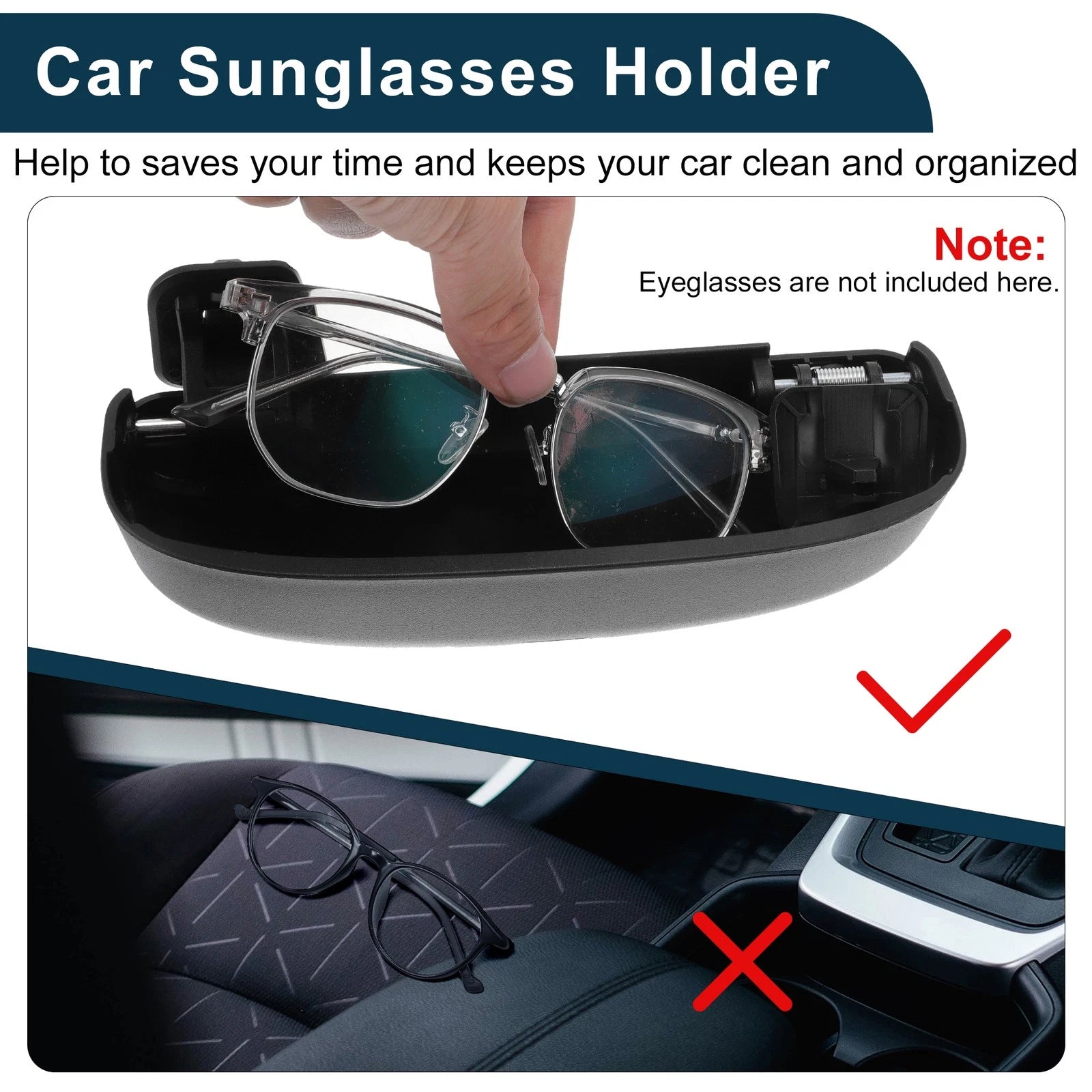 Sunglasses Case for Honda Accord (2012–2023) Eyeglasses Holder Black