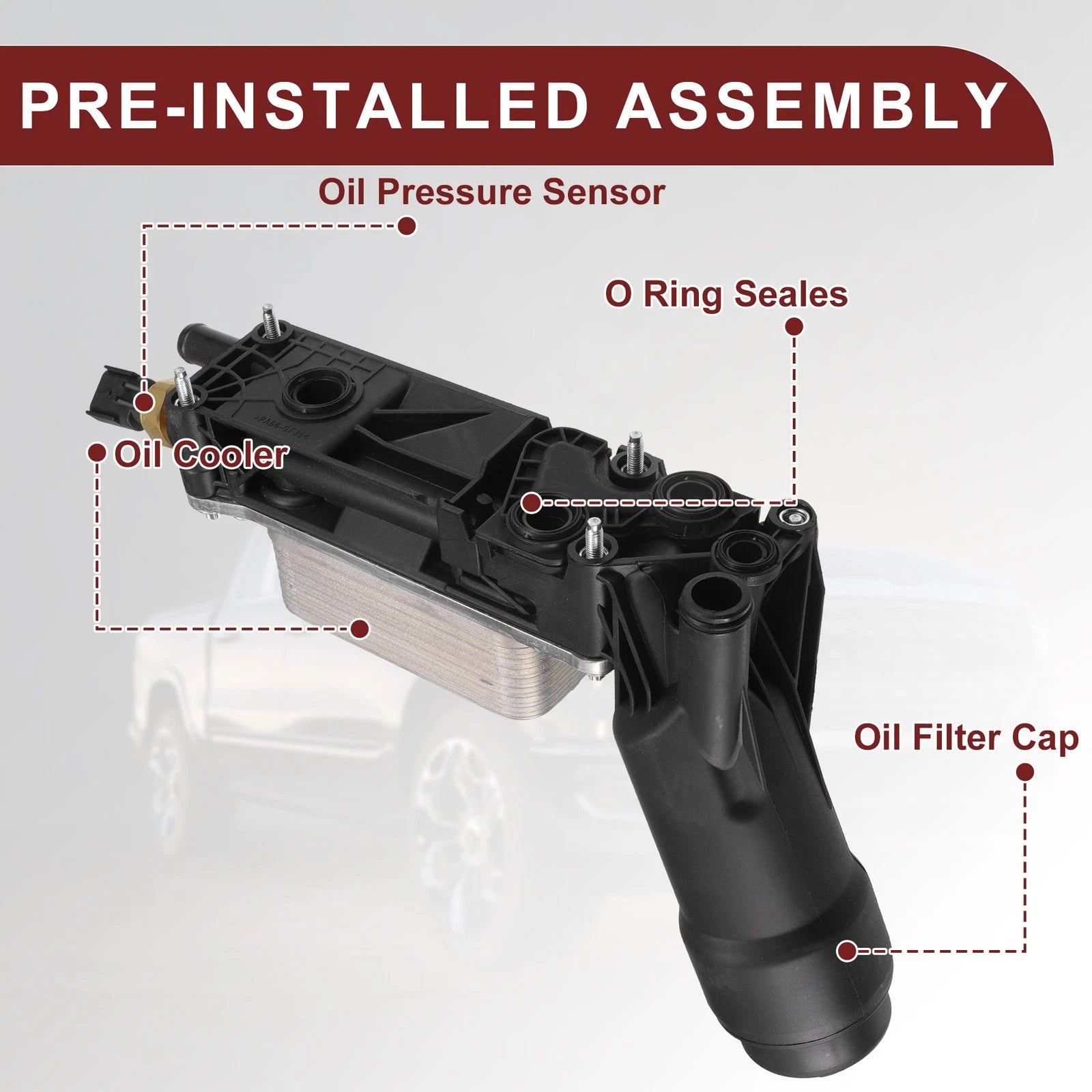 Engine Oil Cooler Filter Housing with Seals for Ram 1500 (2019–2023) No.5184294AE
