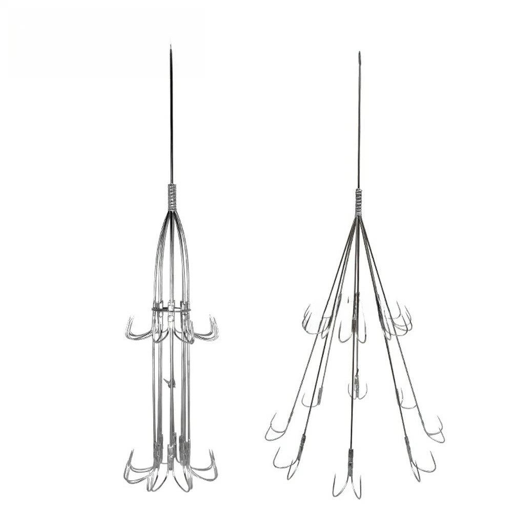 8 Claw Squid Hook Umbrella Style Double Layer Stainless Steel Sea Gear