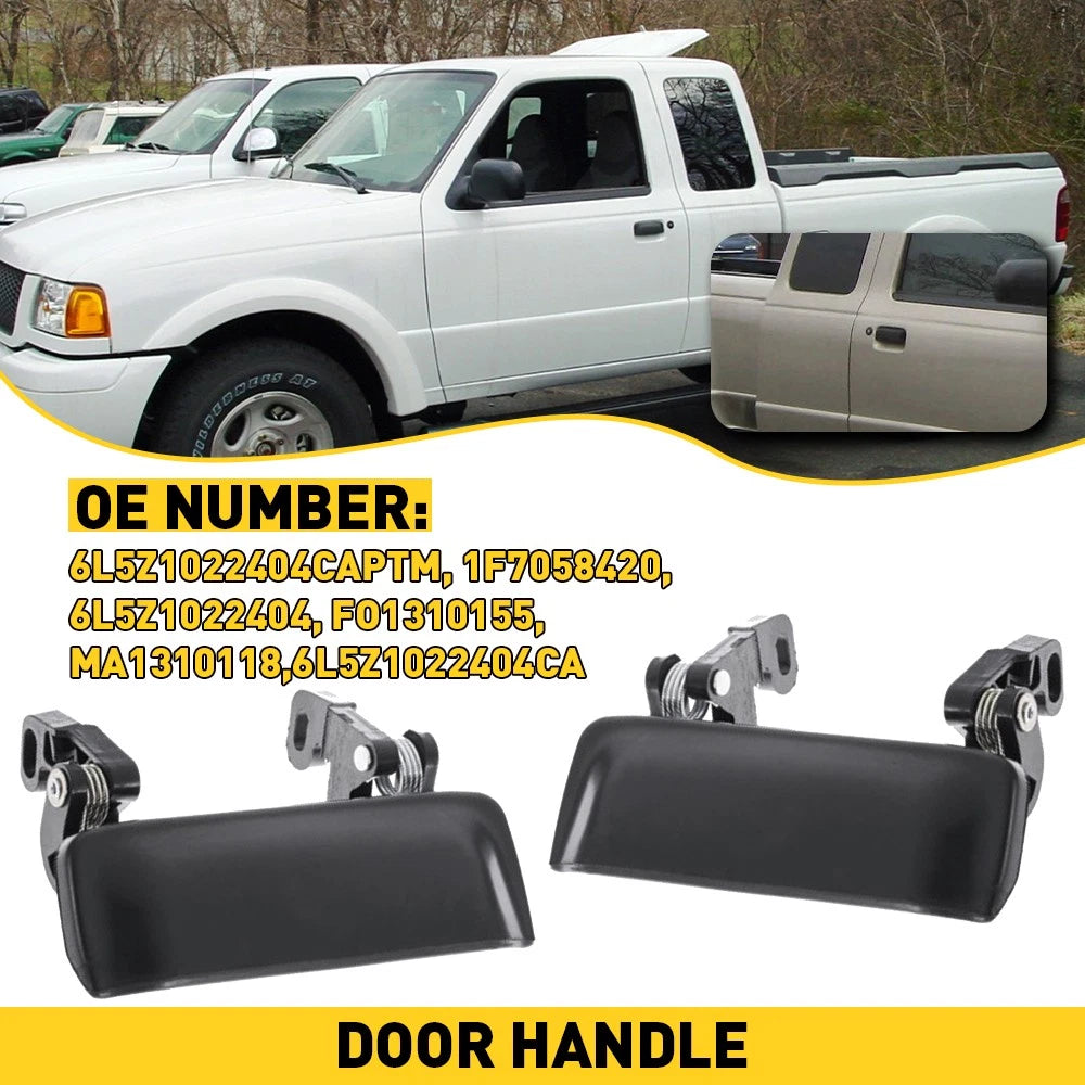 Set of 2 Door Handles for Ford Ranger (2001–2011) EPY Smooth Black Outer