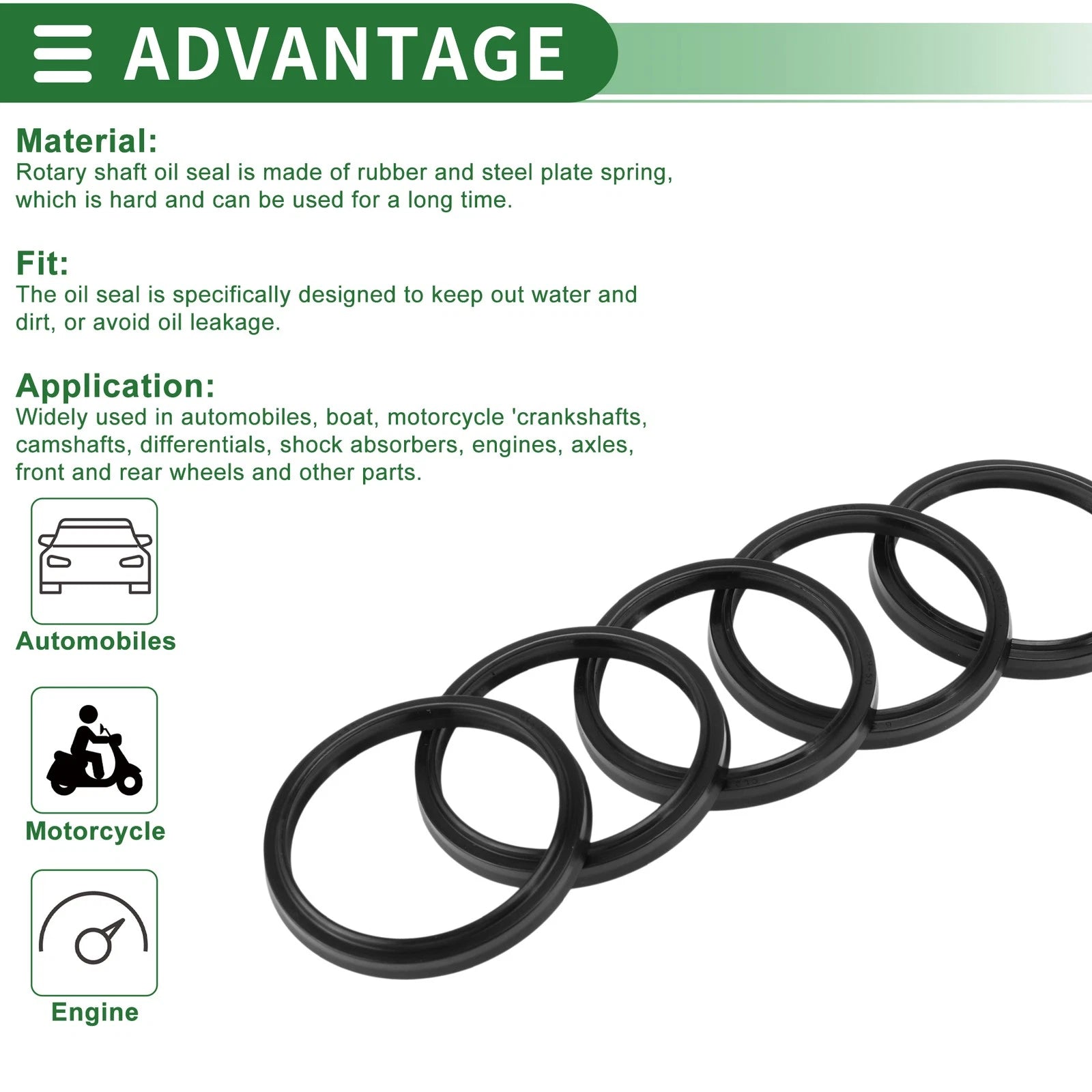 Set of 5 Oil Seal Rotary Shaft Seal NBR Rubber 50x58x5mm