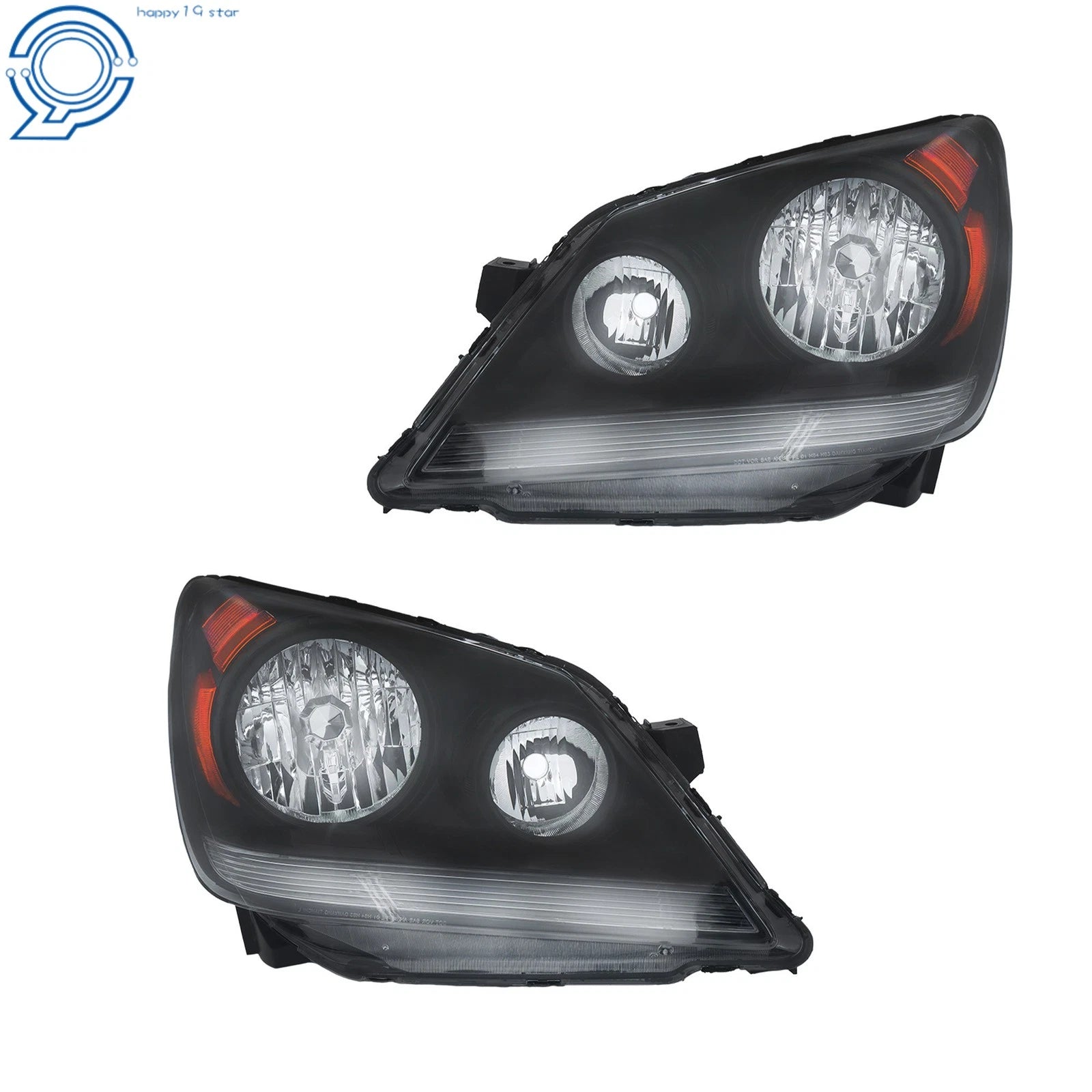 Pair of Black Halogen Front Headlights for Honda Odyssey (2005-2010)