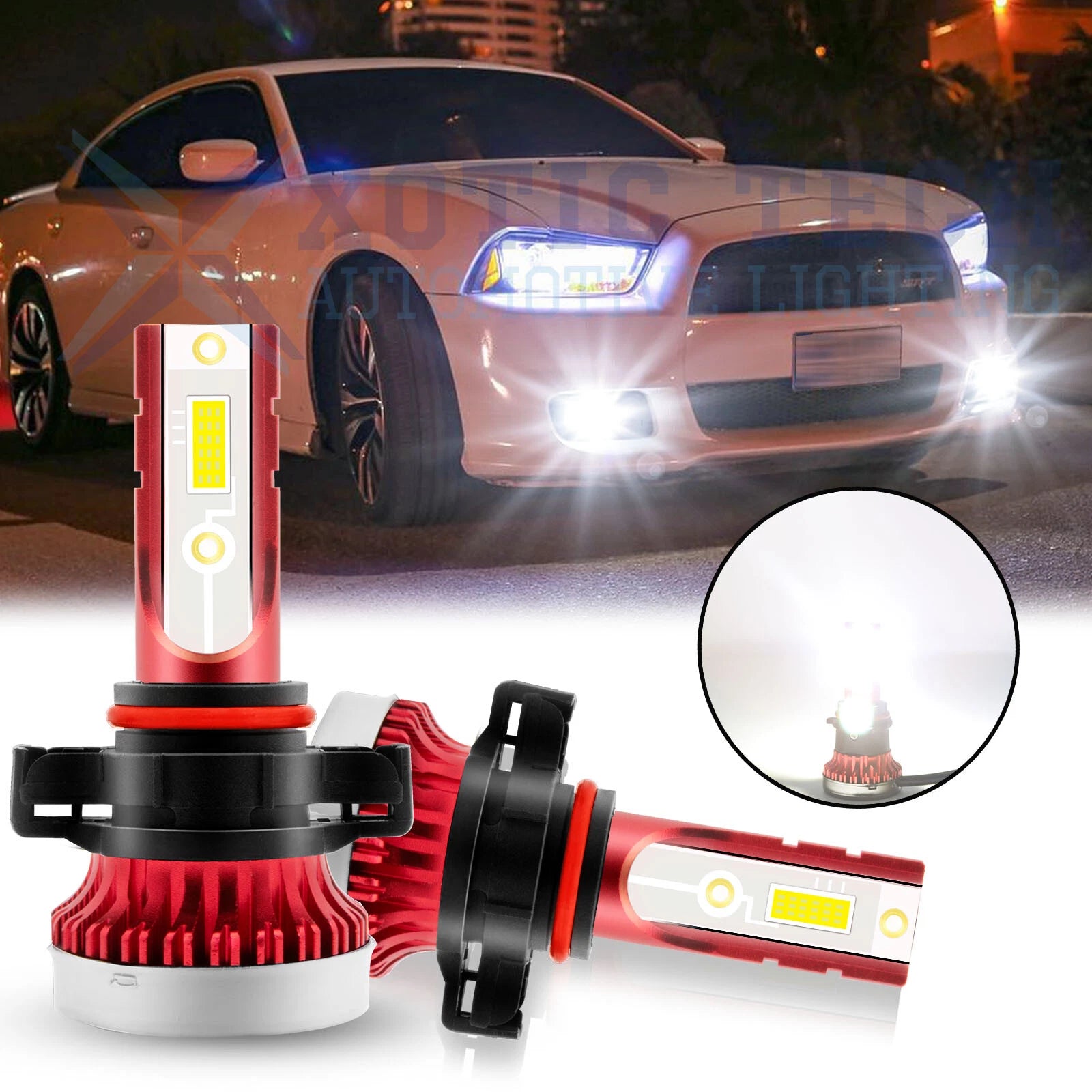 2-Pack 6000K White LED Front Fog Lamp Bulbs for Dodge Charger (2010–2014)