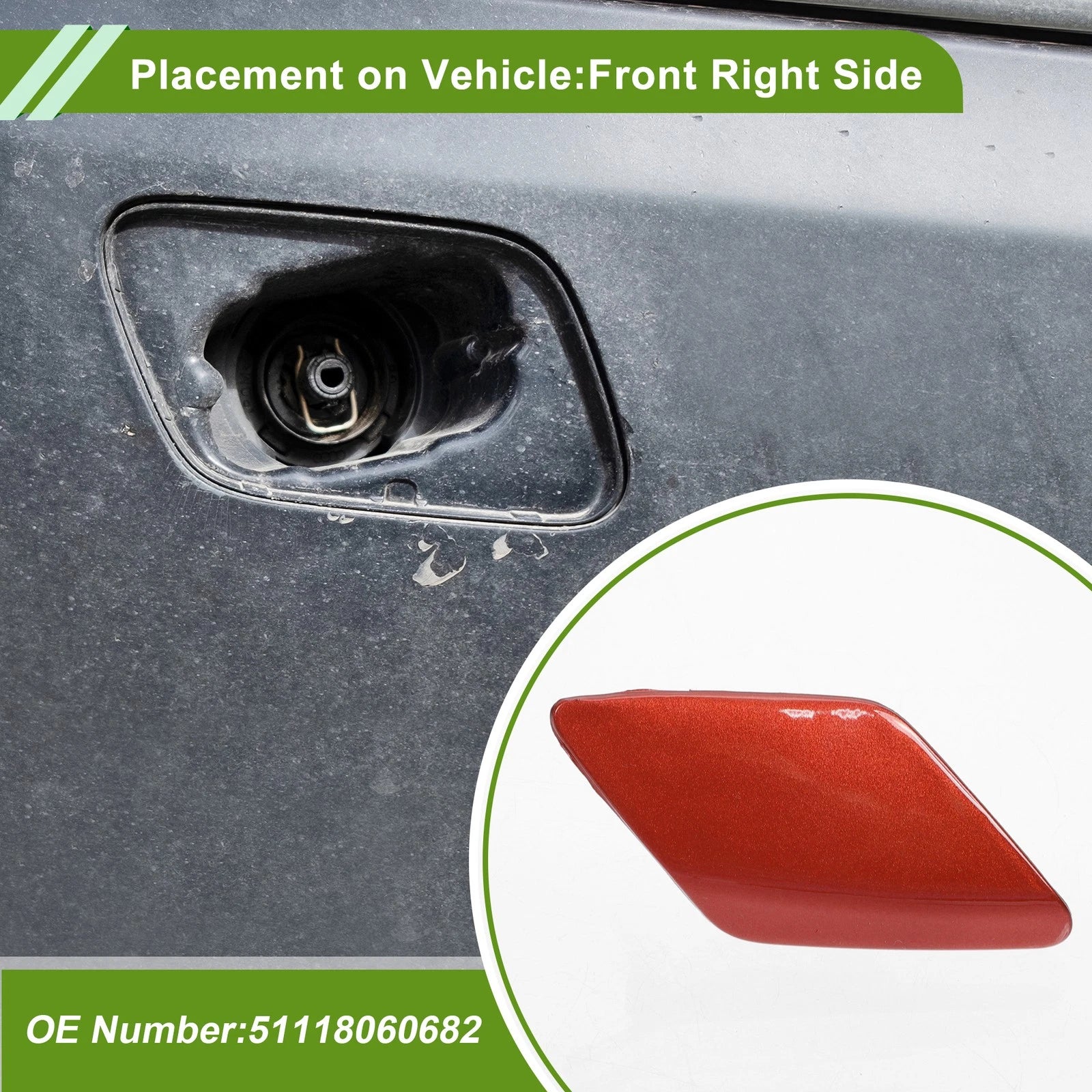Front Right Washer Nozzle Cover Cap No. 51118060682 for BMW 428i (2014–2016) Red