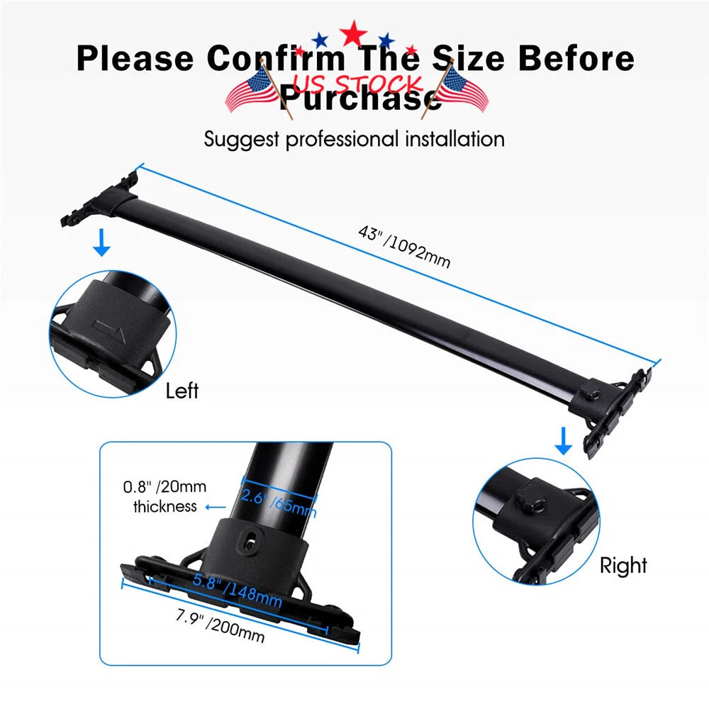 Set of 2 Aluminum Roof Rack Cross Bars for Toyota Highlander (2008–2013)