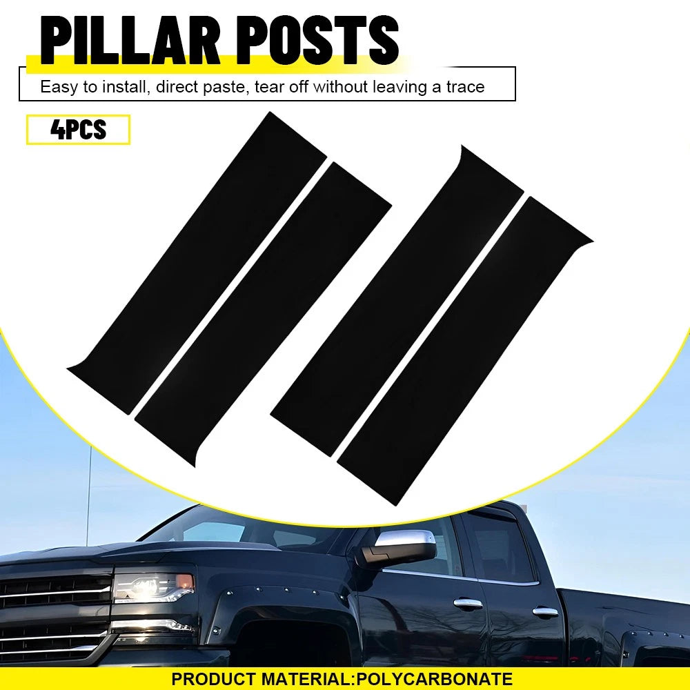Set of 4 Pillar Post Door Trim Covers for Chevrolet Silverado (2014–2018)