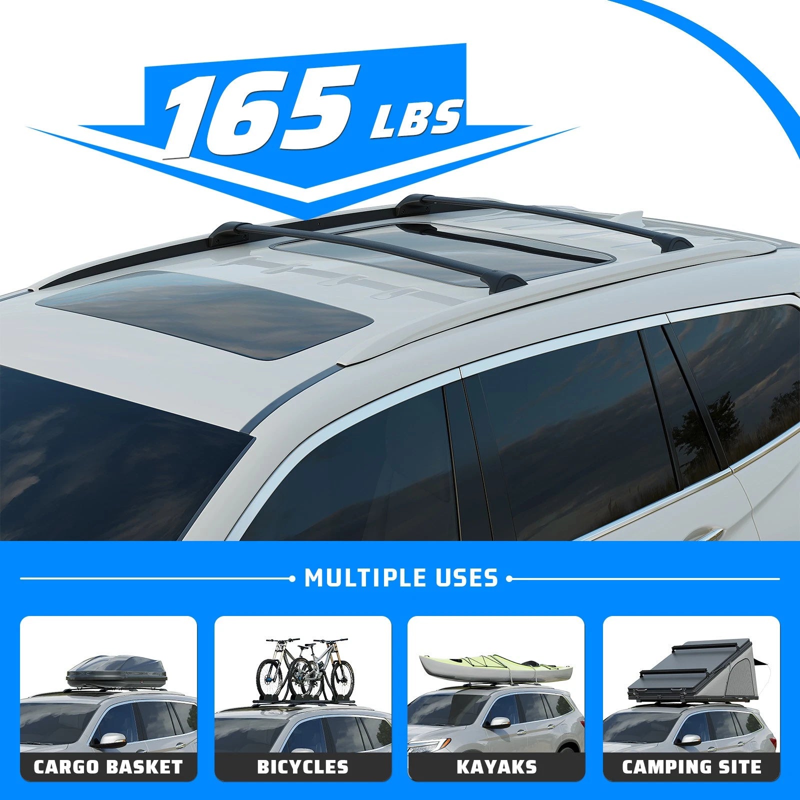 Pair Roof Rack Side Rails for Honda Pilot (2016–2022)