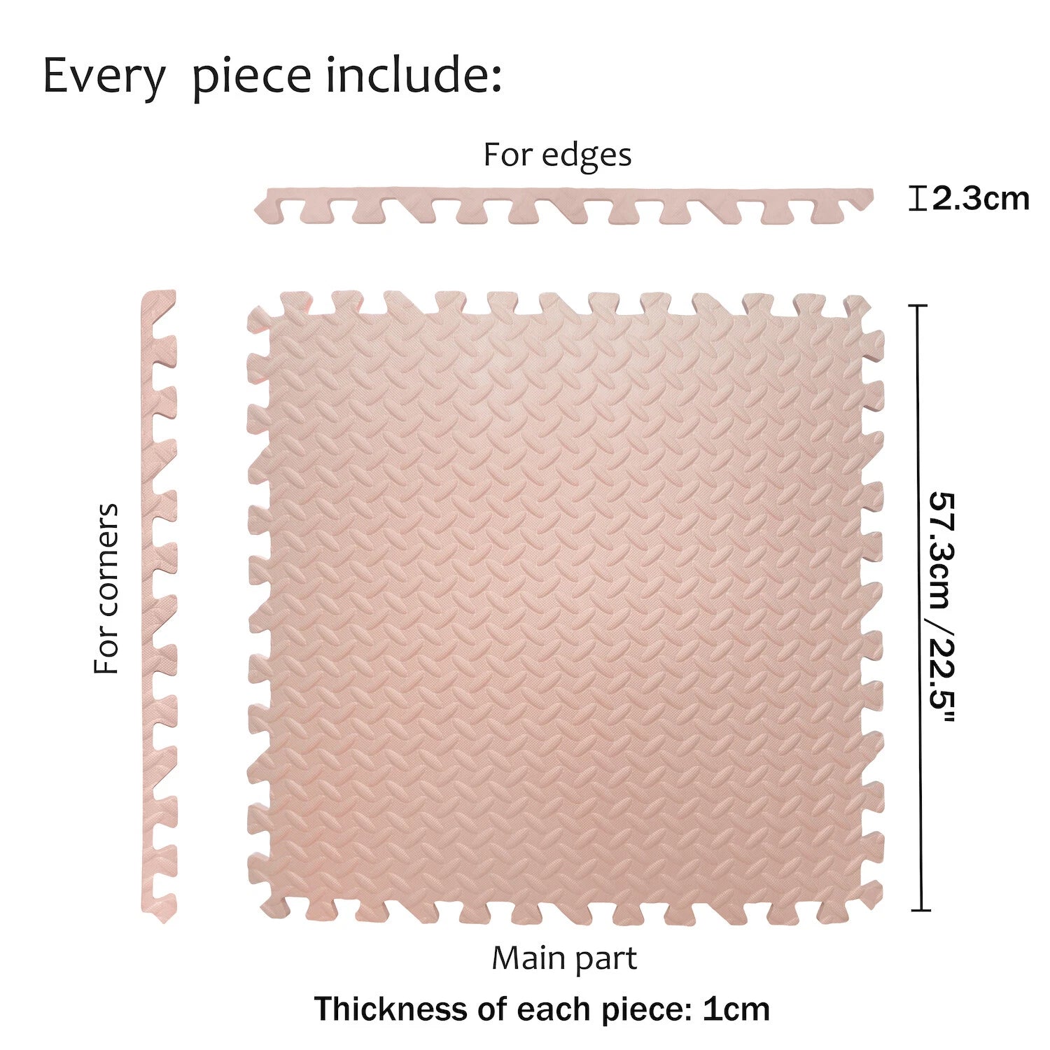 12X Interlocking EVA Foam Gym Floor Mats 24x24 - Pink