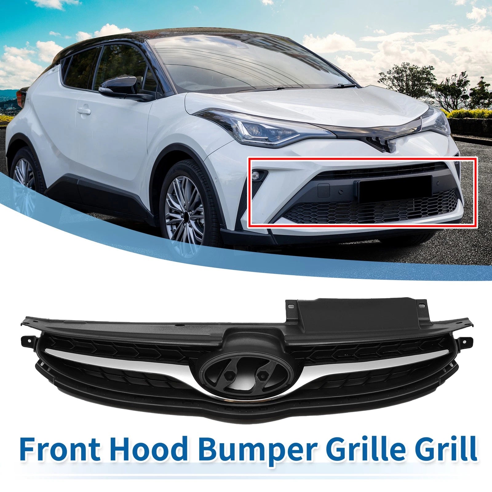 Front Upper Bumper Grille for Hyundai Elantra (2011–2011) Black Chrome