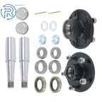 Set of 2 Trailer Hub Kits for 3500 lbs Axle (5 on 5" Bolt, Round Spindle)
