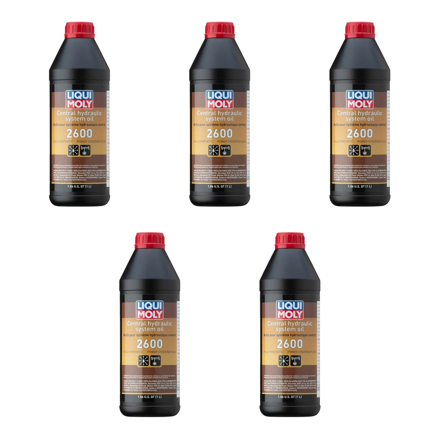Set of 5 Liqui Moly 5L Central Hydraulic System Oil 2600