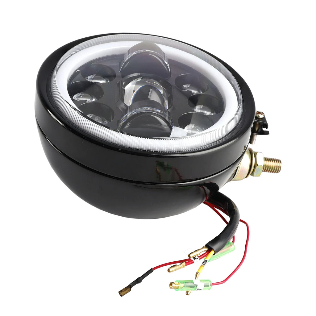 5.75" Headlight Lamp 9-Bulbs #83 Black for Motorcycle (Universal)