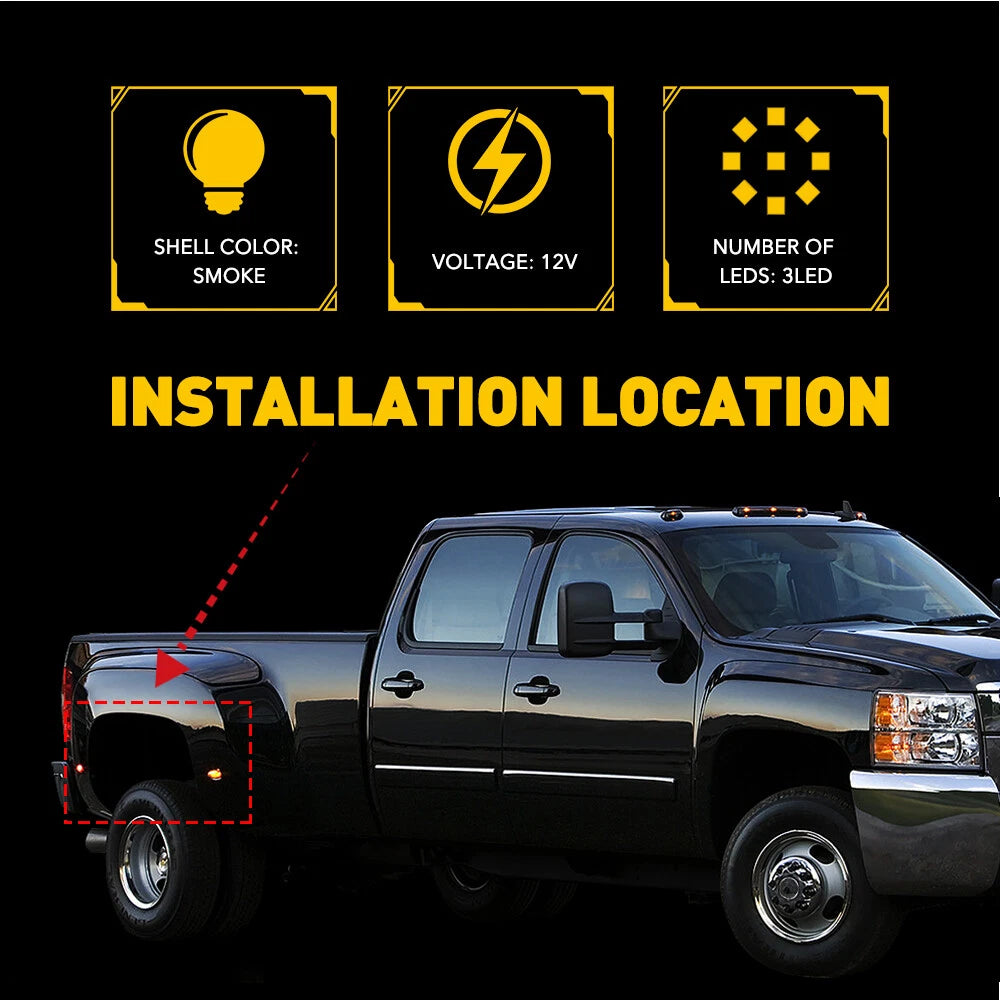 Set of 4 LED Side Marker Lights for RAM Truck 2500 3500 Dually (2003–2009)