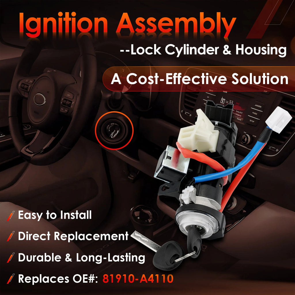 Ignition Lock Cylinder Switch & Housing w/ Keys for Kia Sedona (2015–2021)