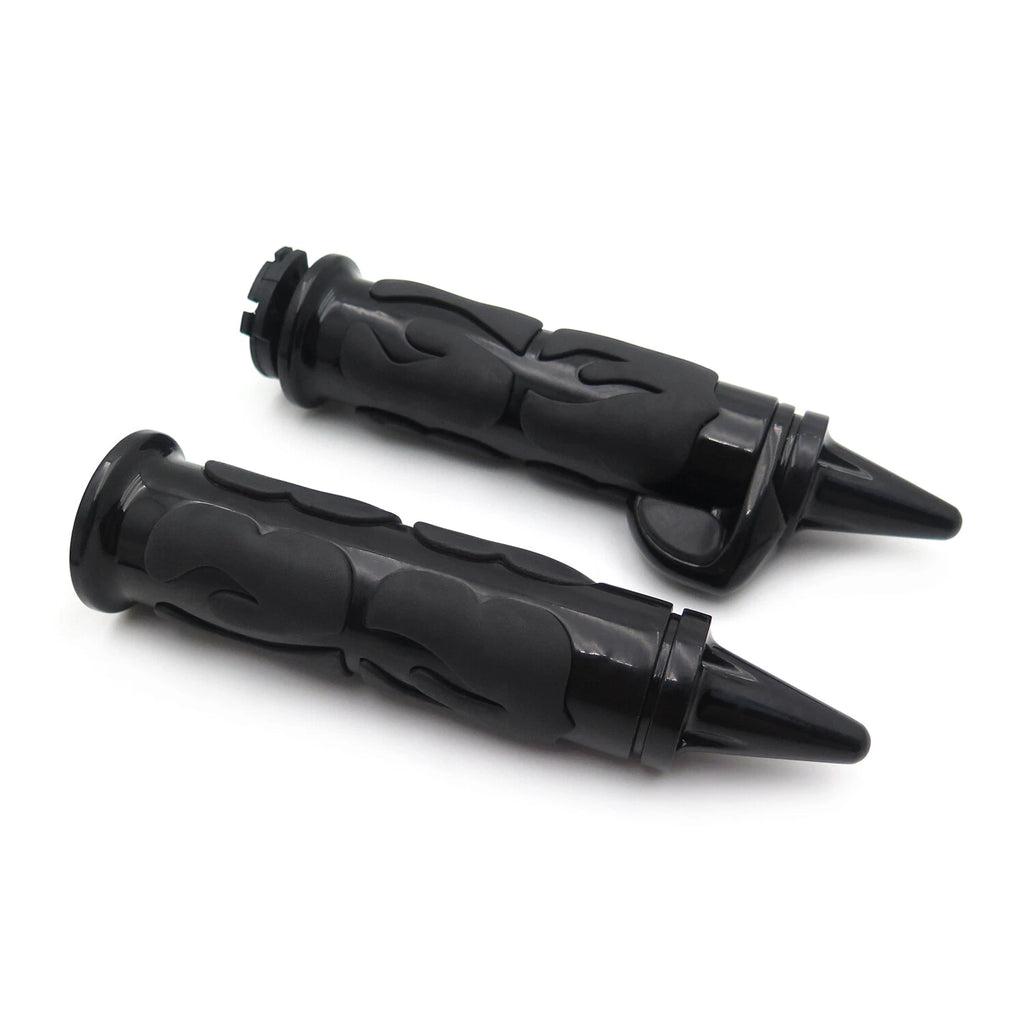 Black Flame Spike Handle Bar Grip 22mm for Honda Suzuki Kawasaki (Y)