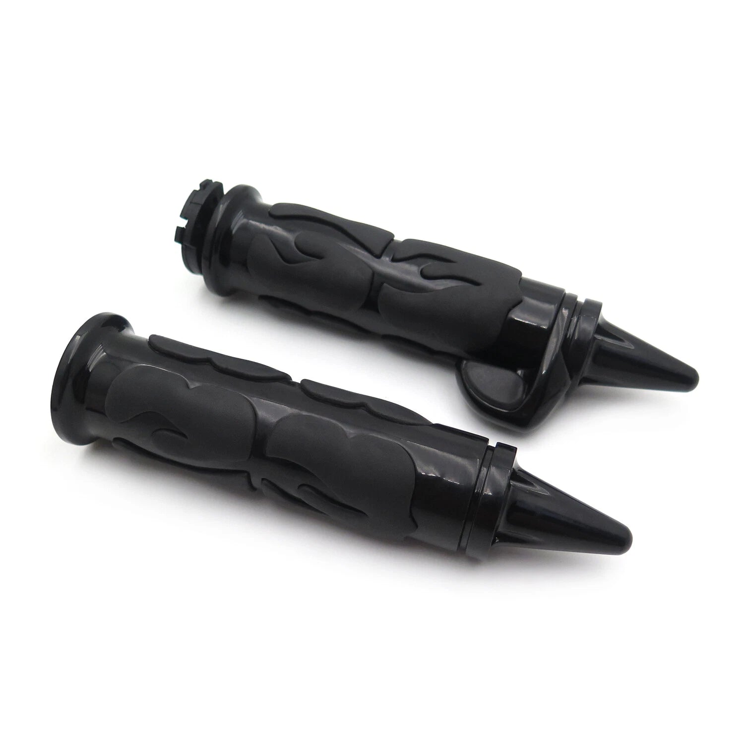 Black Flame Spike Handle Bar Grip 22mm for Honda Suzuki Kawasaki (Y)