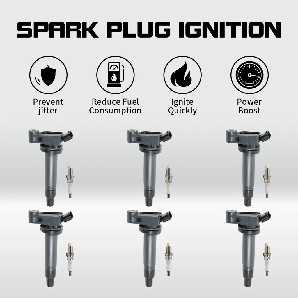 6 Ignition Coils + Spark Plug for Toyota Lexus 3.3L V6 (2004–2010) 90919-02246 UF267