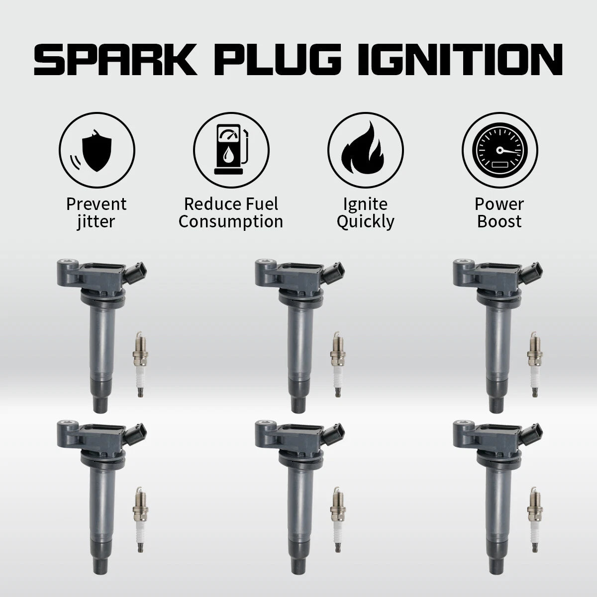 6 Ignition Coils + Spark Plug for Toyota Lexus 3.3L V6 (2004–2010) 90919-02246 UF267