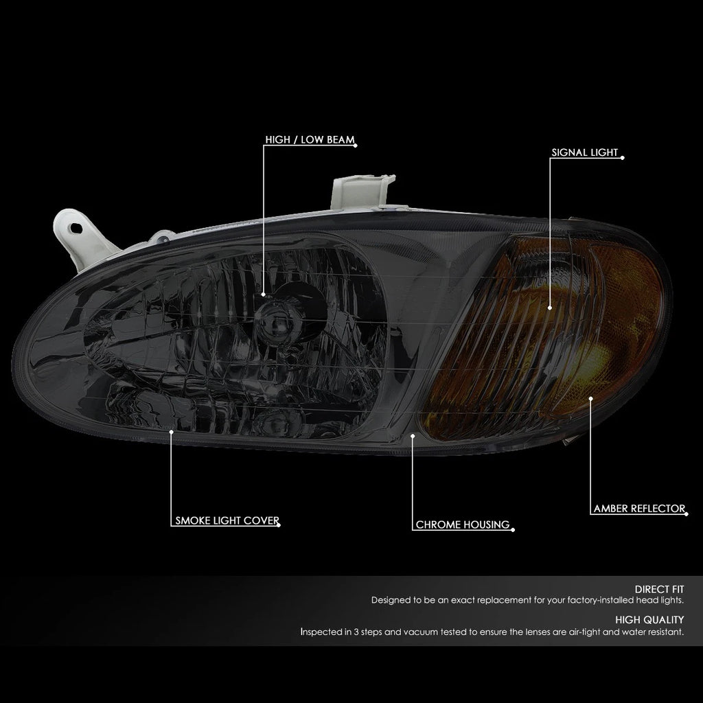 Pair of Smoked Housing Amber Side Headlights for Kia Sephia (1998–2001)