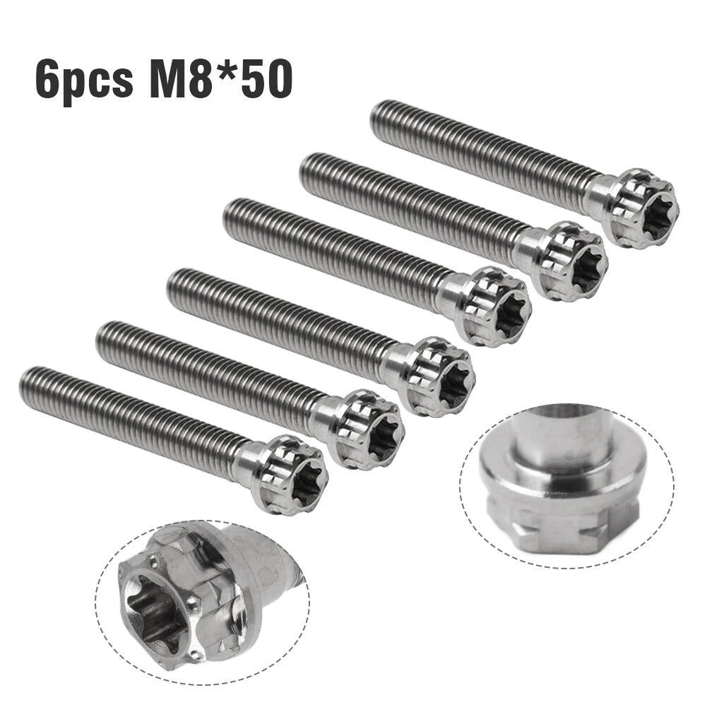 6X M8x50mm Titanium Torx Head Flange Screws for Motorcycle Bike