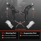 6X Front Control Arm with Ball Joint & Tie Rod End for Ford Taurus (2008–2019)