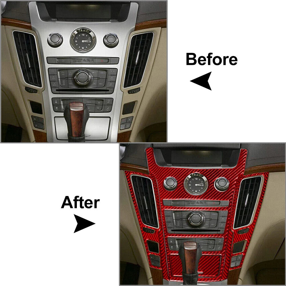 6Pcs Carbon Fiber Interior Center Console Trim for Cadillac CTS (2008–2013)