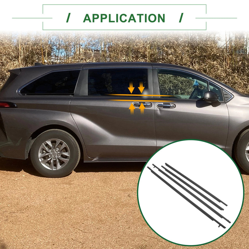 Set of 4 Weatherstrip Window Seal No.68160AE010 for Toyota Sienna (2003–2010)