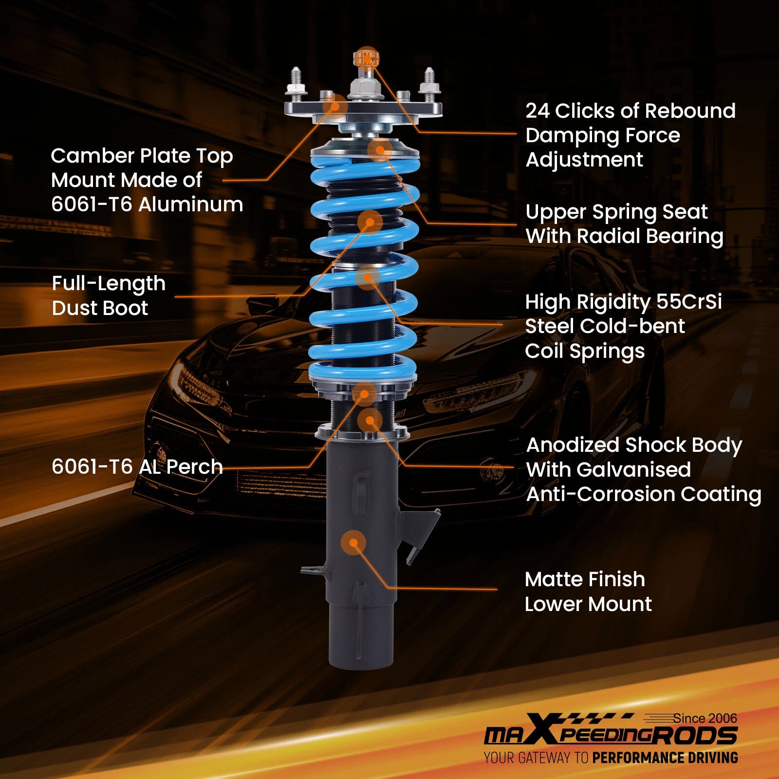 Coilover 24 Way Damper Kit for Mini Cooper Clubman R55 (2007–2014)