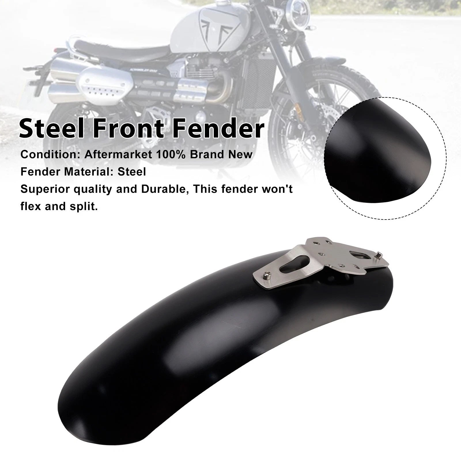 Steel Front Fender Mudguard for Scrambler 1200X 1200XC 1200XE (2019–2025) Black