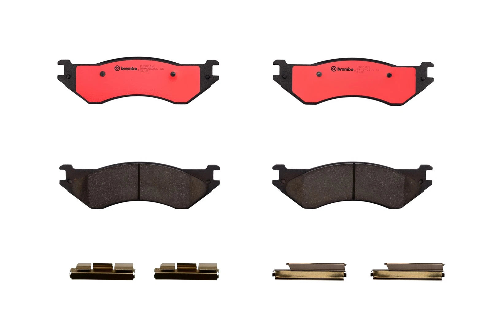 Brembo Front NAO Ceramic Disc Brake Pad Set with Hardware for Dodge Ram 1500 (2019–2023)