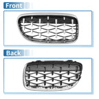 Front Hood Bumper Grille for BMW 335d 328i 335i E90 Silver Tone Pair