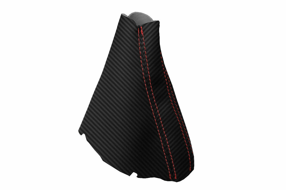 E Brake Boot Cover for BMW E60 (2004–2010) Carbon Fiber Black Red Stitch