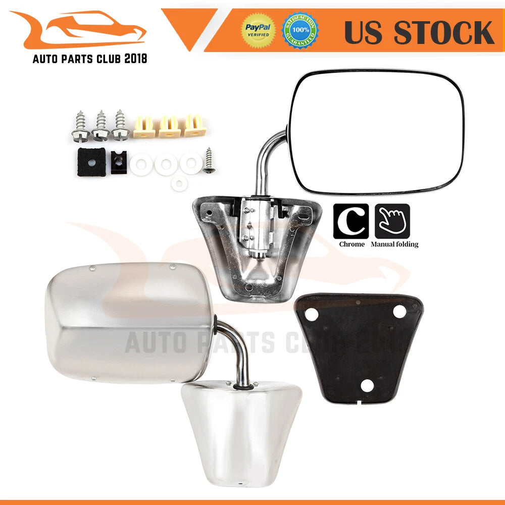 Set of 2 Folding Manual Chrome Mirrors for Chevy GMC (1980–1991)