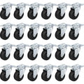 Set of 24 Rubber Swivel Caster Wheels with Top Plate & Bearing