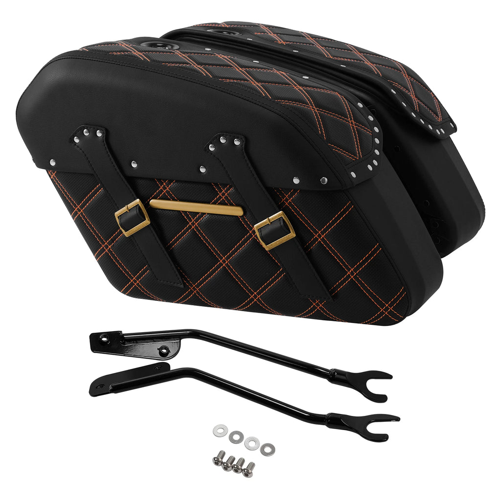 Detachable Saddlebags for Harley Fat Boy (2018–2025) - Black Orange