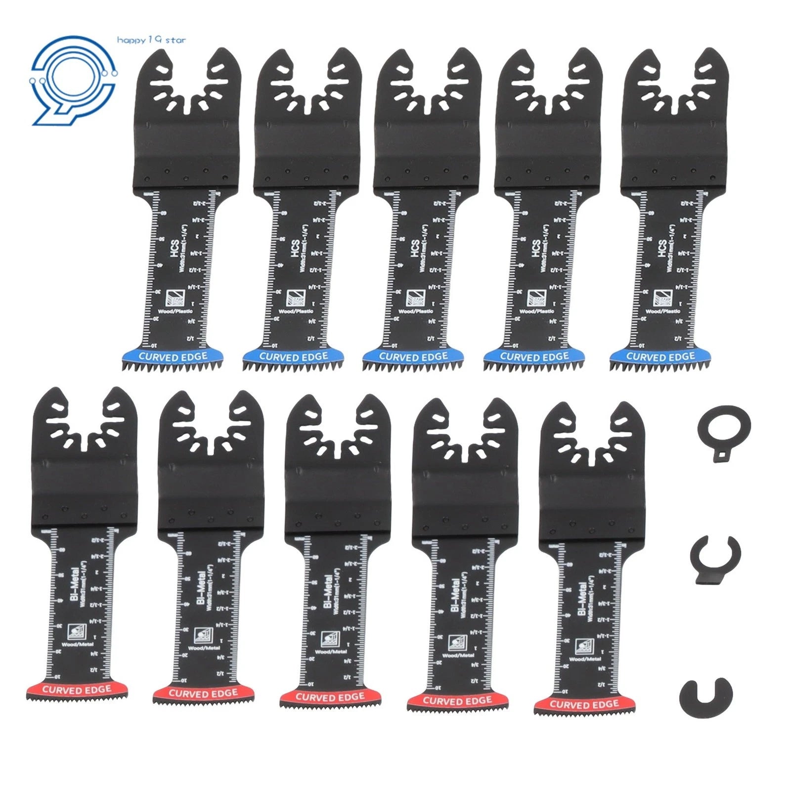 10 PCS Oscillating Saw Blades Curved Edge Bi-Metal & Japanese Teeth