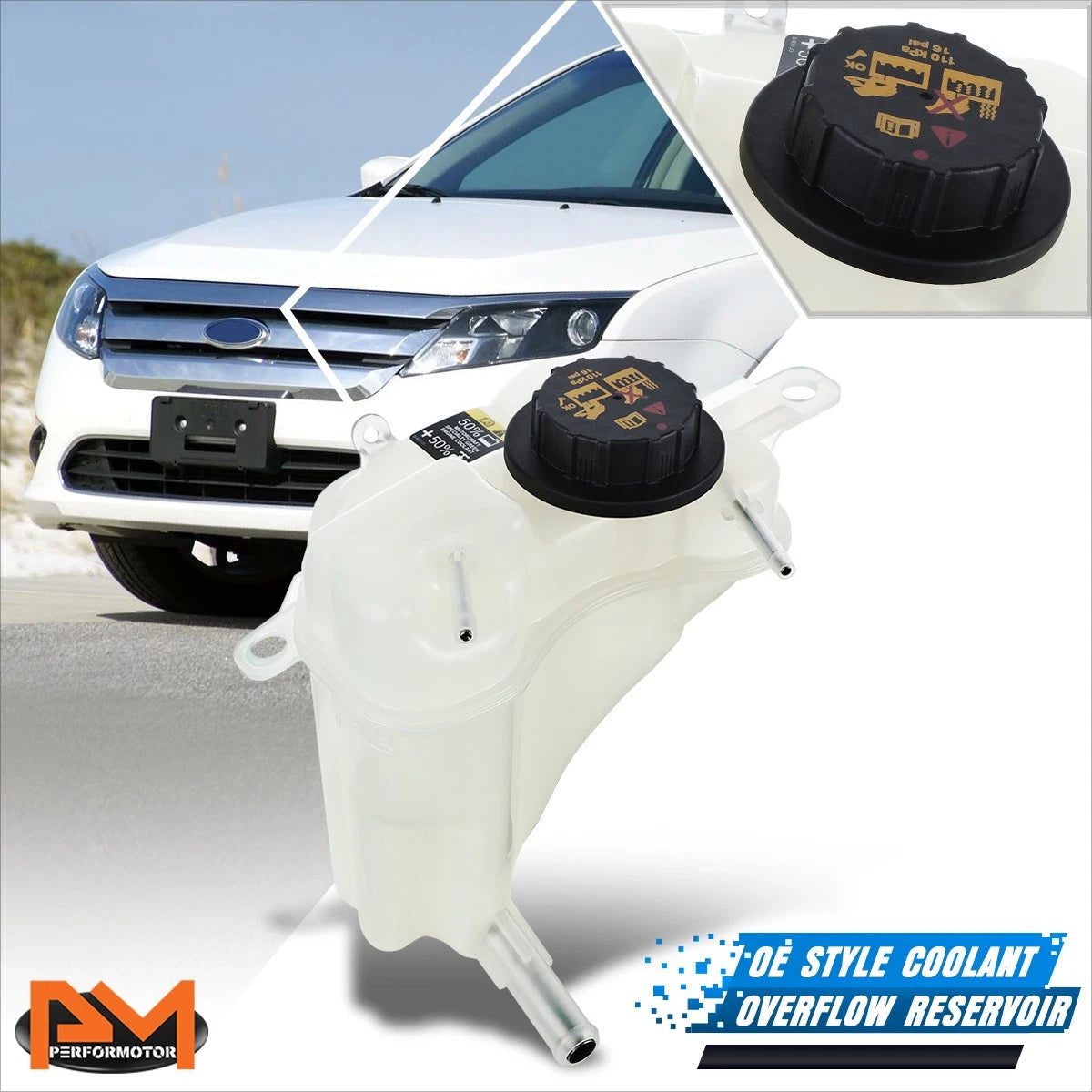 OE Style Coolant Overflow Reservoir w/Cap for Ford Fusion/Lincoln MKZ (2010–2011)