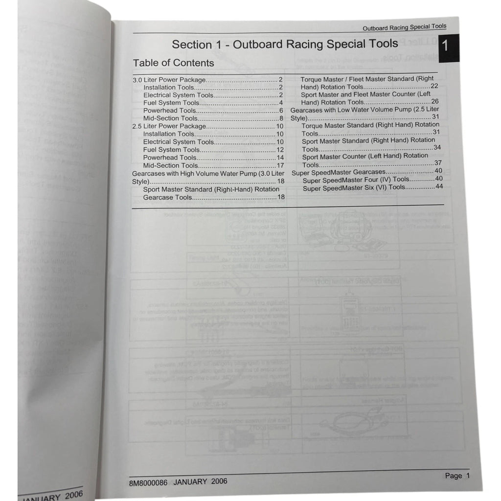 Outboard and Sterndrive Special Tools Catalog for Mercury Racing (2006)