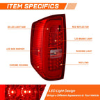 3D LED Tube Bar Tail Light for Tundra (2014–2021) - Red Housing